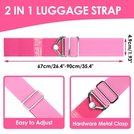 Gutsdoor 2-in-1 Travel Belt Luggage Strap 4 Pack Add a Bag Luggage Strap, Over Handle Suitcases Belt, Adjustable Travel Bag Accessories for Carry On Bag (Pink)