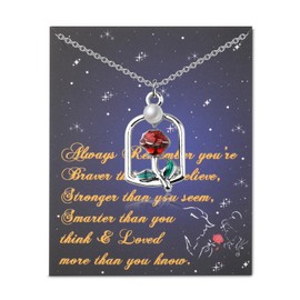 PLITI Beauty Beast Gift Princess Belle Gift Always Remember You’re Braver Than You Believe Rose Necklace (remember rose necSCA)