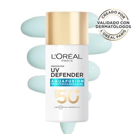 LOral Paris UV Defender Aquafusion Protector Solar Diario FPS50, Protector Solar Aqua-Gel, Previene Manchas Solares y Arrugas, Absorcin Rpida en 3... 