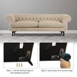 Lpraer 4 x 10 cm Furniture Feet, Metal, Black, DIY Furniture Legs, Cabinet Feet, Replacement Furniture Feet with Rubber Mat for Sofa Feet, Bed Feet, Cupboard Feet, Drawers, Load Capacity up to 400 kg