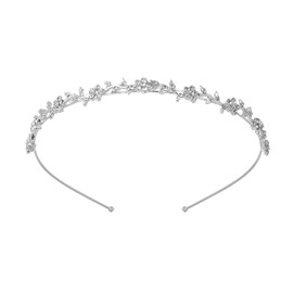 Bridal Hair Accessories Tiara Glitter Crystal Headband Wedding Silver Flowers Headband Women's Elegant Fairy Headpiece Crown Headband Tiara Headpiece for Women Girls Wedding Proms Parties