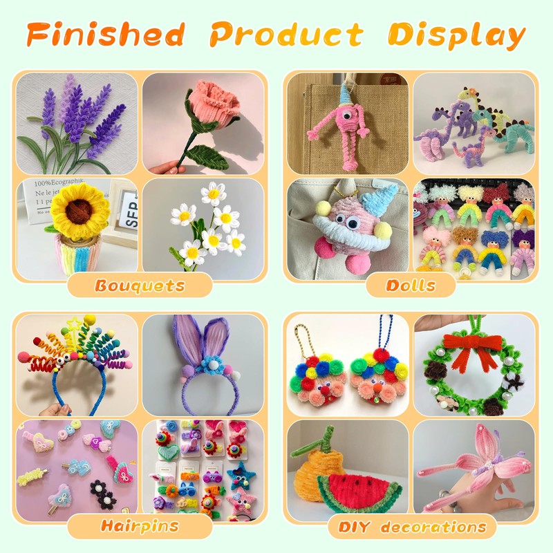 ZXIIXZ 100Pcs Pipe Cleaners, Pipe Cleaners Craft, Creative DIY Hand
