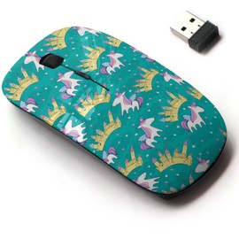 2.4G Wireless Mouse with Cute Pattern Design for All Laptops and Desktops with Nano Receiver - Magic Cute Unicorn Castle