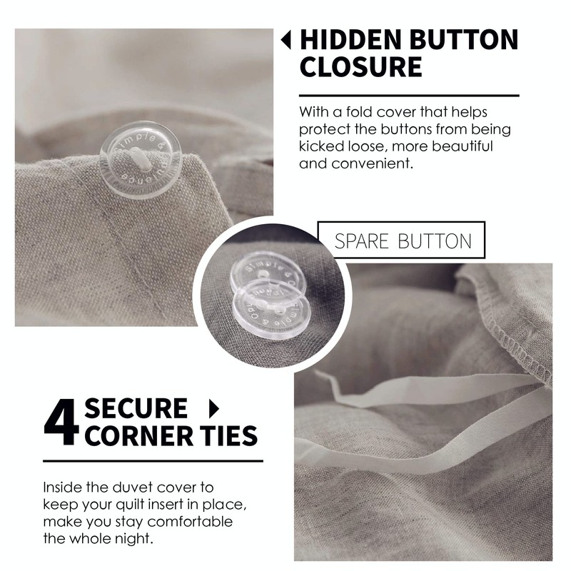 Simple&Opulence 100% Linen Duvet Cover Set 3pcs Basic Style Natural