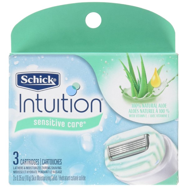 Schick Intuition Sensitive Care Razor Blade Refill Cartridges, 3 Count (Packaging may vary)