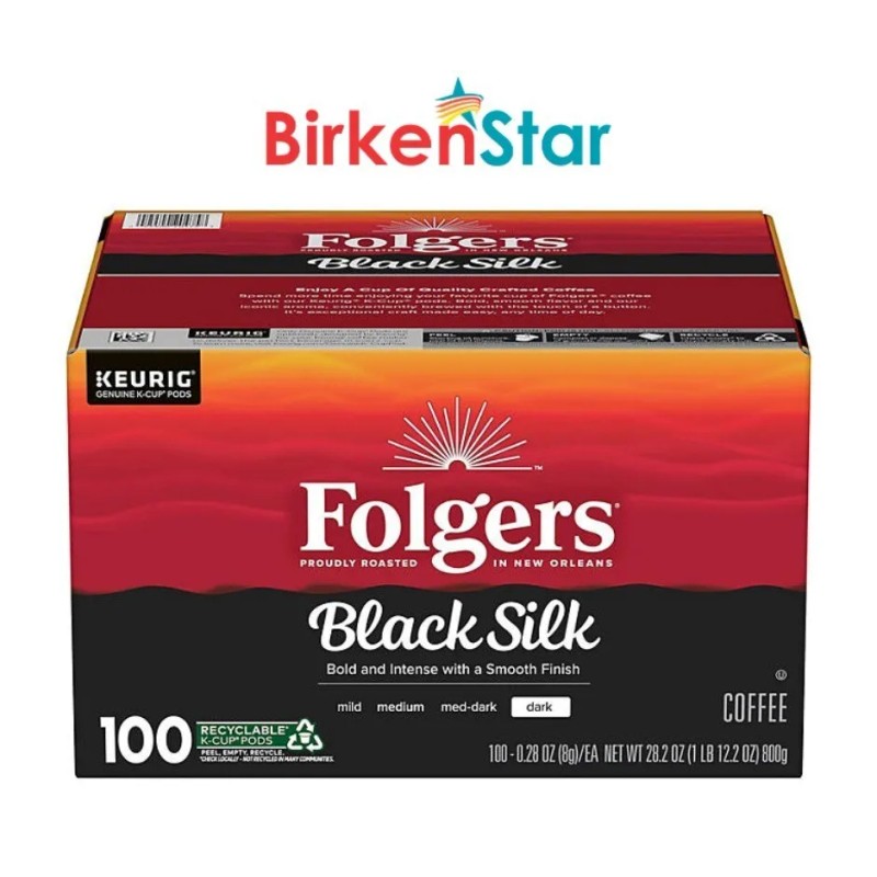 Folgers Dark Roast K-Cup Coffee Pods, Black Silk (100 ct.)