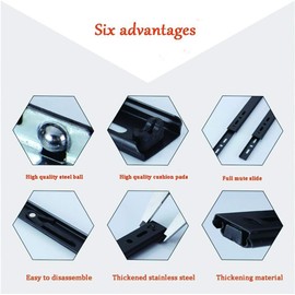 Drawer Slide 6 Inch Ball Bearing 3 Section Drawer Cabinet Slide, Side Mount 2pcs(Black)