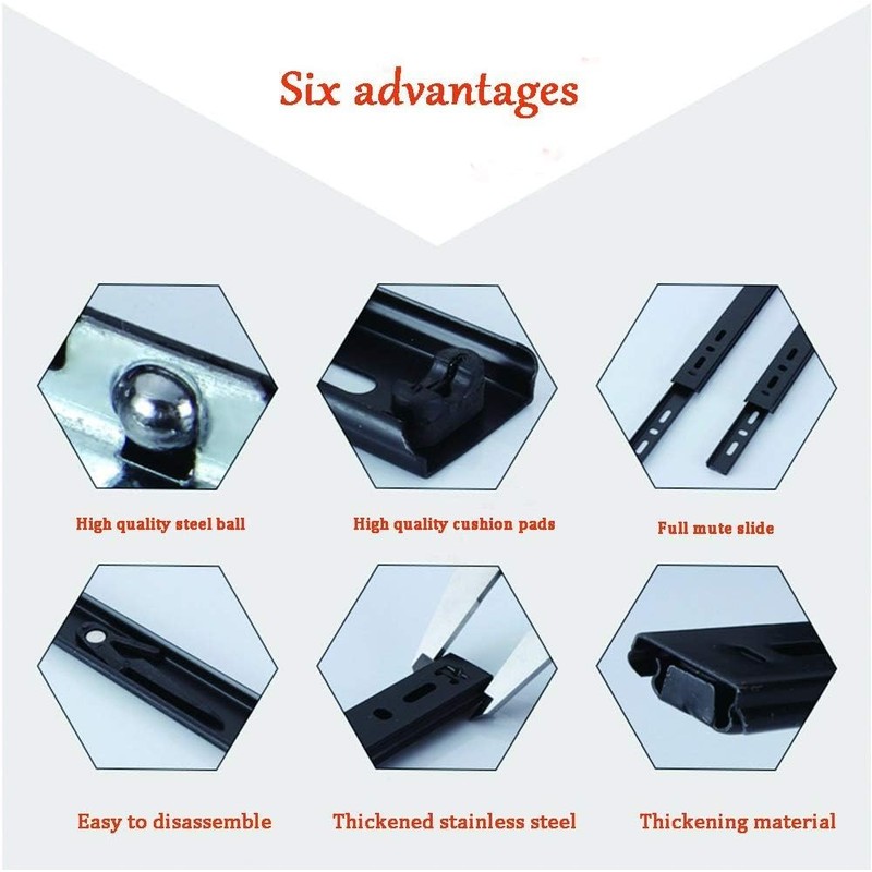 Drawer Slide 6 Inch Ball Bearing 3 Section Drawer Cabinet