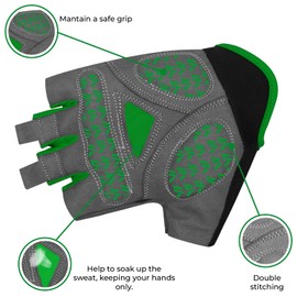 WESTWOOD FOX Cycling Gloves for Men Women,Half Finger Unisex Gel Padded Anti-Slip Mountain Bike Gloves, Breathable Shock Absorption Grip Palm Bicycle Summer Riding MTB Bike Gloves (GREEN, M)