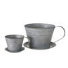 Rustic Tea Cup Planters, Set of 2, Shabby Grey, Zinc,
