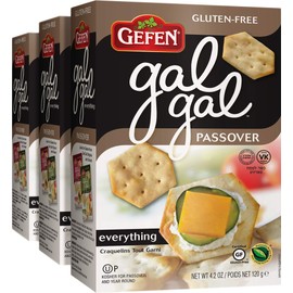 Gefen Gluten Free Gal Gal Everything Crackers 4.2oz (3 Pack), Low Fat, Zero Sugar, All Natural, Kosher for Passover
