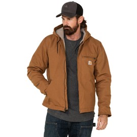 Carhartt Men's Relaxed Fit Washed Duck Sherpa-Lined Jacket, Brown, Large/regular
