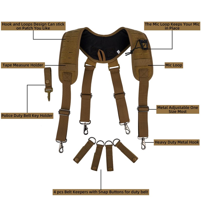 MELOTOUGH Metal Hook Tactical Suspenders for Duty Military Belt Harness