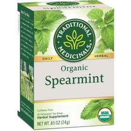 Traditional Medicinals Organic Spearmint Herbal Tea, 16 Tea Bags (Pack of 6)