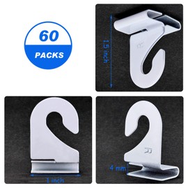 60 Pairs Aluminum Ceiling Hooks for Drop-Ceiling T-Bars Right and Left White Ceiling Hanger T-Bar Track Clip Suspended Ceiling Hooks Grid Clips for Hanging Plants Office Signs Decorations