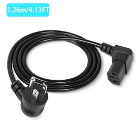 GELRHONR 90 Degrees 3 Prong AC to IEC320 C13 Power Cord,10A 125V Down Angle NEMA 5-15P to C13 Universal Power Cable for Notebook Computers, TV, Monitors-4.9Ft (Blcak-Up C13)
