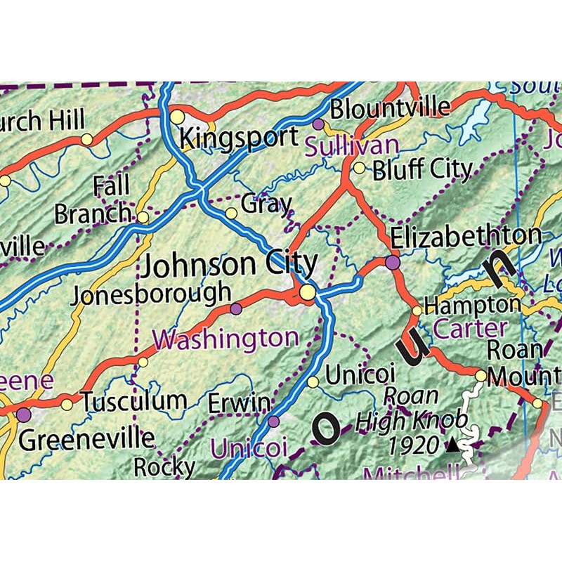 Tennessee State Map - 16.5 x 58.1 Inches - Paper