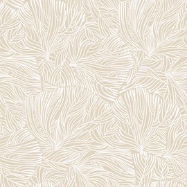 Heroad Boho Peel and Stick Wallpaper Neutral Floral Contact Paper Beige Yellow Modern Removable Self-Adhesive Wallpaper for Bedroom Living Room Cabinets Decoration Thicken Vinyl Roll 17.3" x 393"