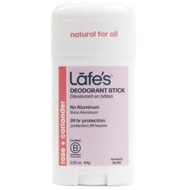 Lafe's Natural Deodorant | 2.25oz Aluminum Free Natural Deodorant Stick for Women & Men | Paraben Free & Baking Soda Free with 24-Hour Protection (Rose & Coriander, 2.25oz)