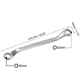 uxcell 30mm x 32mm Metric 12 Point Offset Double Box End Wrench Chrome Plated, Cr-V Steel