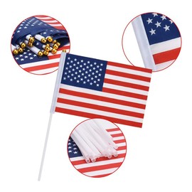 Pack of 30 Small United States of America Flag Mini USA Fan America Hand Held for Wedding Party Parade Celebrations Sports Nursery School Indoor Outdoor Decoration 21 x 14 cm