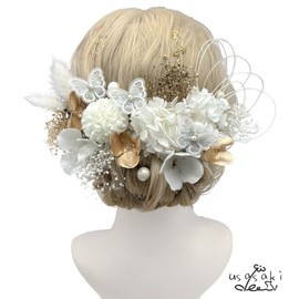 Usasaki A24110005 Hair Ornament, Coming of Age Ceremony, Graduation Ceremony, Entrance Ceremony, Gypsophilus, Dried Flowers, Preserved Flowers, Long Sleeve Hakama, Wedding, White, Black, Red, Wedding,