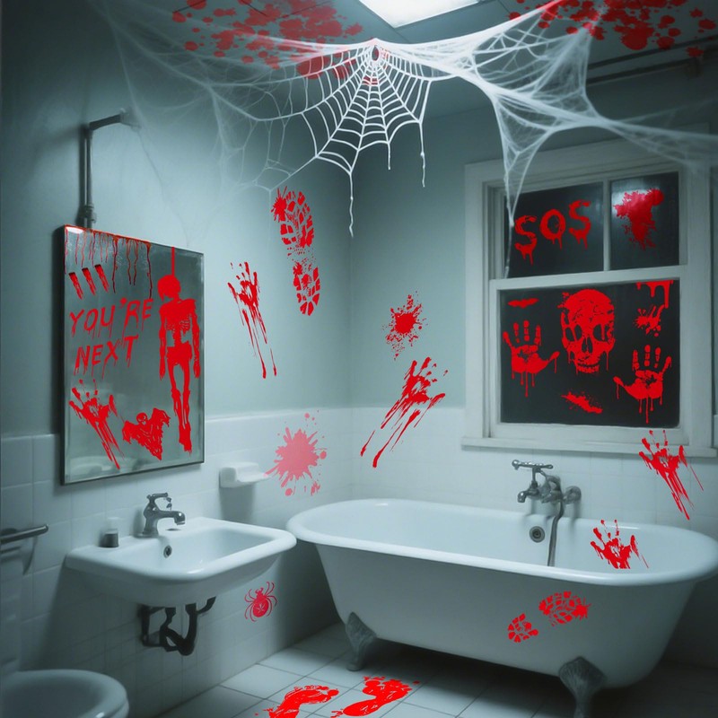 AhfuLife 108Pcs Halloween Window Stickers, 9 Sheets Reusable Halloween Window