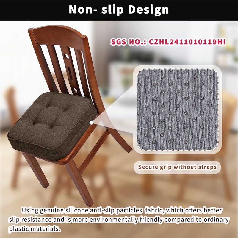 GOFORIT Chair Cushions Set of 4,Tufted Shredded Memory Foam Chair