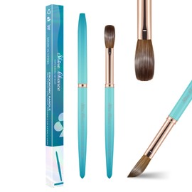Acrylic Nail Brush Size 16, 100% Pure Kolinsky Nail Brush for Acrylic Application, Professional Nail Extension Manicure Tool Nail Drawing Pen for DIY Home Salon(Cyan)