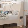 VECELO Queen Bed Frame with Upholstered Wingback Headboard, Heavy-Duty Platform