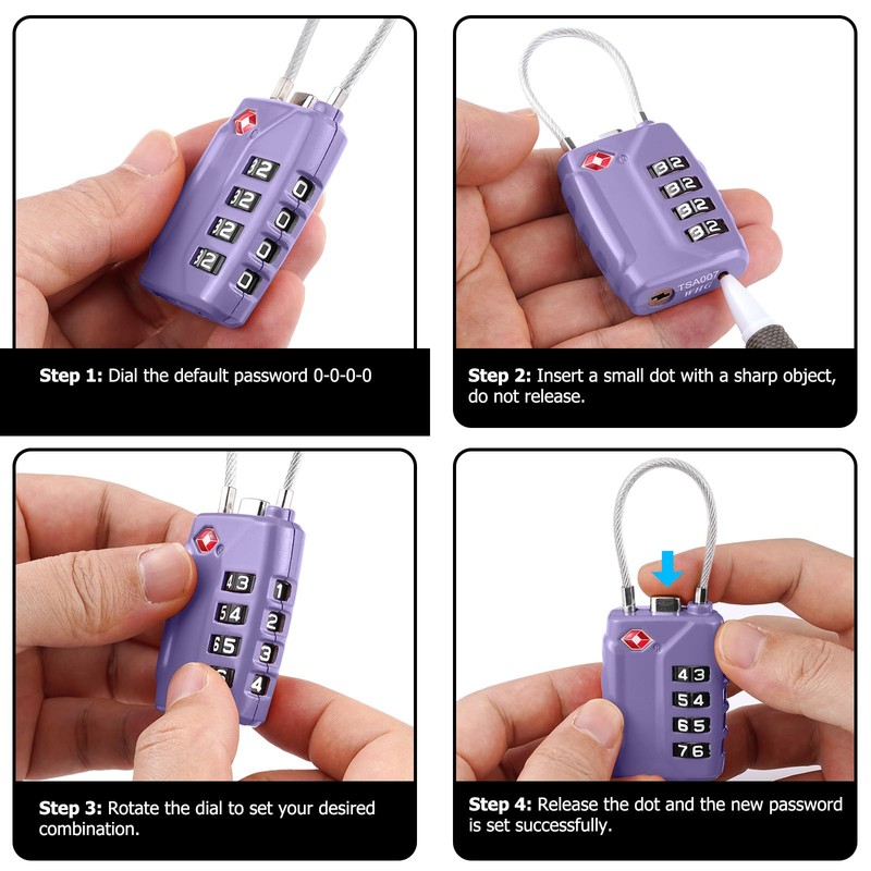 SharkByte TSA Approved Suitcase Locks - 4 Digit Security Travel