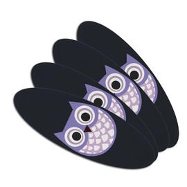 Cute Purple Owl Double-Sided Oval Nail File Emery Board Set 4 Pack
