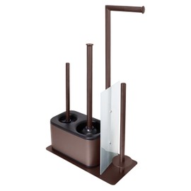 Blue Donuts Modern Bath Set for Bathroom Organization, All in One Toilet Brush, Toilet Plunger, Toilet Paper Holder Stand and Toilet Tissue Paper Storage All in One Combo.