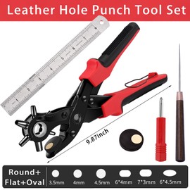 NXTOV Leather Hole Punch Set, Professional Revolving Punch Plier Kit, Super Heavy Duty Rotary Puncher, Precision Multi Hole Sizes for for Belts, Crafts Holes