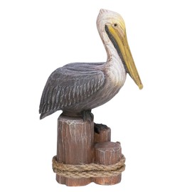 Beachcombers 6.25" Pelican On Triple Piling Wooden Decor Coastal Bird Ocean Sea Beach Home House Summer Table Counter Kitchen Figurine Decoration Multi