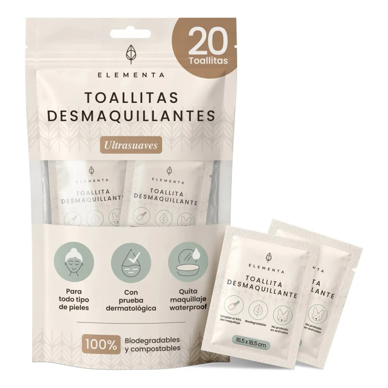 Toallitas Desmaquillantes Elementa 20 Pzas Individuales