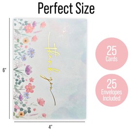 NUOERP INC Gold Foil Thank You Cards with Envelopes, 25 Pack Blank Thank You Notes, Wedding, Christmas, Bridal Shower & Graduation Cards, Bulk Set with Box - 4.25 x 6 Inch