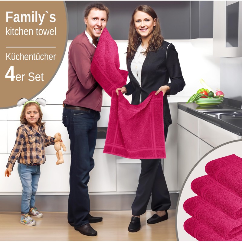 Lashuma London Cotton Dish Cloths Set Red Rhubarb 50 x