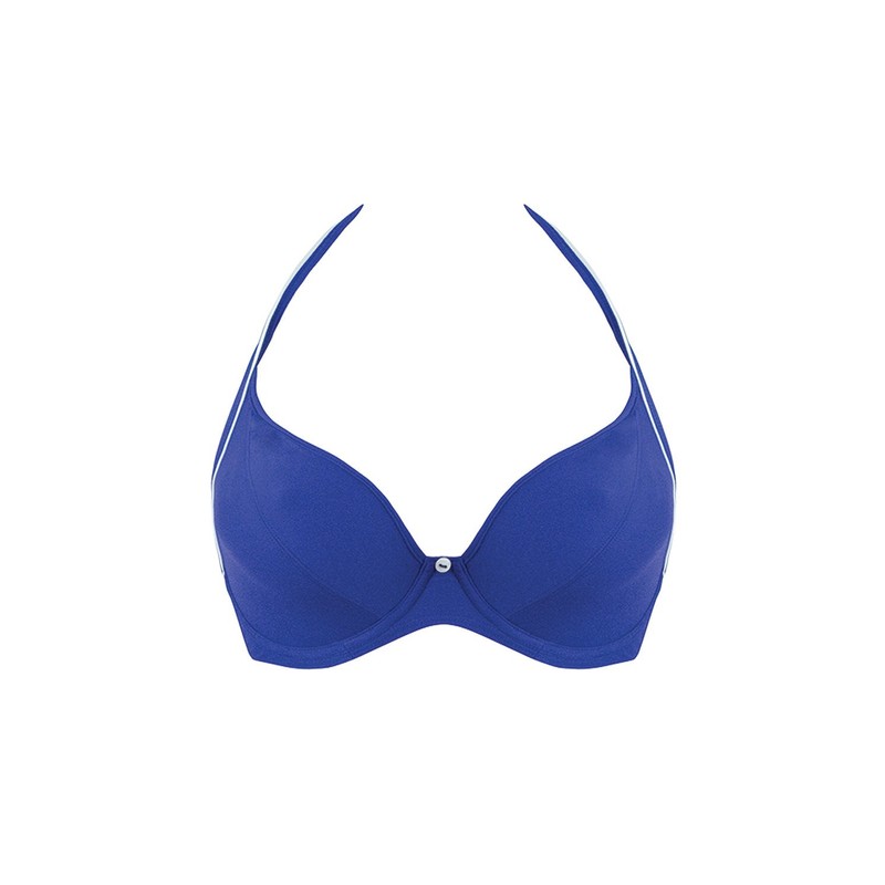 Curvy Kate Sail Away Halterneck Bikini Top Blue Size 32H