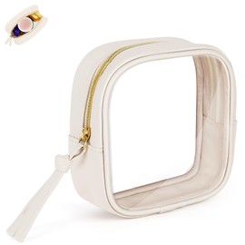 Kosmetiktasche Durchsichtig Mini Transparent Kulturtaschen Make up Tasche Kleine Kulturbeutel Damen Wasserdicht PU mit Stützstreifen Kosmetikzubehör-Organizer Mädchen 12 * 4 * 12cm