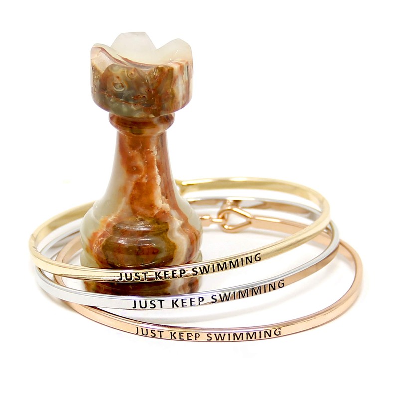 by you Inspirational Positive Quote Message Engraved Thin Cuff Bangle