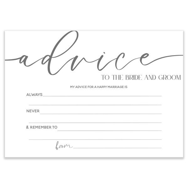 Advice to The Bride and Groom Cards (10 Pack) Elegant White Wedding Favours Guest Book Alternative (A2BGW10)