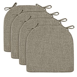 Wellsin Chair Cushions for Dining Chairs 4 Pack - Kitchen Chair Cushions with Ties and Non-Slip Backing - Dining Chair Pads 16"X16"X2", Khaki