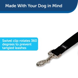 PetSafe Nylon Leash - Chew-Resistant Cat & Dog Behavioral Training Leash - Compatible with Easy-Walk Harness - Traditional-Style Reliable Pet Lead with a Padded Hand Wrap - 3/8" x 6' - Black