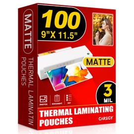 CAREGY Matte Laminating Sheets,100 Pack 9 x 11.5 Inches,3 Mil Thick,Ultra Clear with Matte Finish, Fitted for Letter Size Thermal Laminating Pouches 8.5 x 11