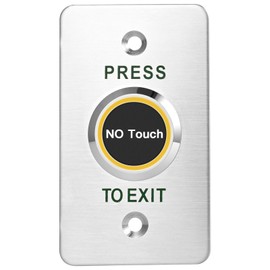 No-Touch Infrared Exit Button with Green LED, Indoor Stainless Steel Panel Access Control Switch, Featuring NC, COM, and NO Outputs – Perfect for Door Security and Convenience (SNT886-86X50 mm)