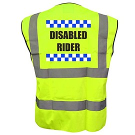 Equestrian SILLITOE DISABLED RIDER Hi Viz Vis Vest Horse Riding Equine Safe Reflective Waistcoat Jacket Road Safety Visibility XX-Large
