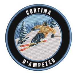 Cortina D'Ampezzo, Italy Ski Restort Mountain Embroidered Premium Patch DIY Iron-on or Sew-on Decorative Badge Emblem Vacation Souvenir Travel Gear Clothes Appliques