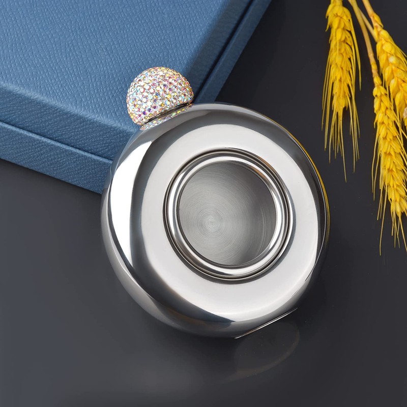 Stainless Steel Secret Drinks Smuggler Hip Flask with Alternative Crystal