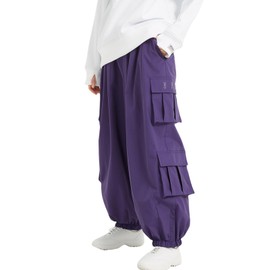 SnowElve Mens Baggy Cargo Ski Pants Super Baggy Snowboard Snow Pant Women Insulated Loose Pant Sports Waterproof(GT0039,PP,M)